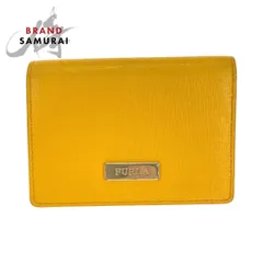 Furla フルラ イエロー ゴールド金具 レザー 折財布 コンパクトウォレット レディース 409370【中古】