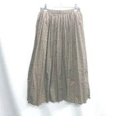 ◇ Θ chocol raffine robe ウエストゴム　タータンチェック マキシ フレアー スカート サイズM ブラウン レディース E  【1410100005611】のサムネイル