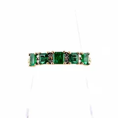 GSTV エメラルド リング YG イエローゴールド 指輪 メレダイヤ リング 9.5号 K18 エメラルド ダイヤモンド レディース 【中古】のサムネイル