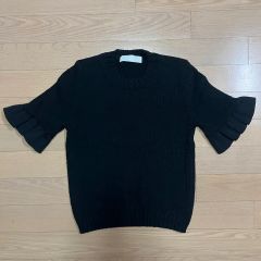 高級✨白タグ] マックスマーラ リネン100 ケーブルニット ブラック M