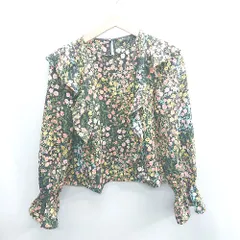 ◇ ⊂ ZARA ザラ 花柄 長袖 キャンディースリーブ サイズM ブラック レディース E  【1410100006434】