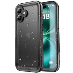【新品】 SPORTLINK iPhone 16 用 防水ケース - iPhone 16 用 ケース 完全防水 - IP68規格防水等級 防雪 防塵 耐衝撃 360°全面保護 ワイヤレス充電 フェイスID 認証対応 カメラ調整ボタン 操作便利 超薄型 ストラッ