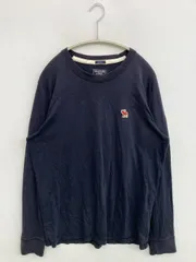 Abercrombie & Fitch アバクロンビーアンドフィッチ Tシャツ/カットソー M ネイビー ワンポイント ブランドロゴ ミドル丈 長袖 クルーネック(丸首)