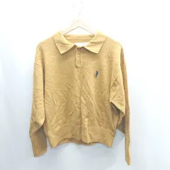 ◇ ⊇ U.S. POLO ASSN. ユーエスポロアッスン ワンポイント刺繍 長袖 ニットシャツ サイズF キャメル系 レディース E  【1410100035434】