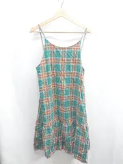 ◇ ⊂ Φ merlot メルロー チェック柄 膝下丈 ワンピース サイズF グリーン系 レディース E  【1410100036219】のサムネイル