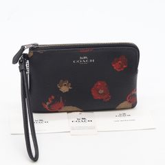 極美品】 COACH レザー ポーチ マルチケース 総柄 ロゴ ブラック 黒 
