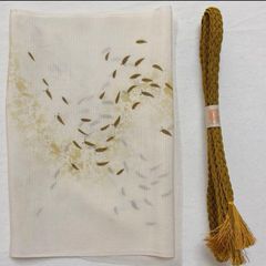 未着用 夏帯締め・夏帯揚げセット｜超長尺帯締め 正絹 涼やかな生成り 