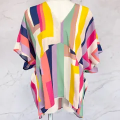 PS Paul Smith ピーエスポールスミス　変形　ブラウス　Vネック　マルチカラー　幾何学柄　ポリエステル　40サイズのサムネイル