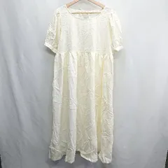 ◇ ⊂ apres jour mignon バックリボン フレアー 半袖 ロング ワンピース サイズF アイボリー レディース E  【1410100049677】