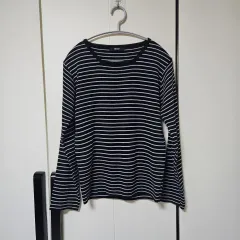 スクエアネック ストライプ 長袖 ニット Tシャツ