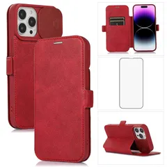 【新品】 REHOOF スマホケース iPhone14 Pro Max 対応 ケース 手帳型【スライド式 カメラレンズ保護】「ガラスフィルム贈り」アイフォン14 ProMax スマホケース 肌感レザー サイドマグネット式 カード収納 スタンド機能 軽量 おしゃ