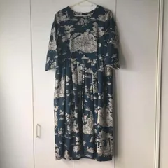 【東あずま店　併売品】　総柄 リネン　麻　LINEN　ワンピース ロング ブラウス シャツ トップス　レディース　blouse　shirt　Tops　ladiesお呼ばれ　デート　オフィスカジュアル　食事会　半袖のサムネイル