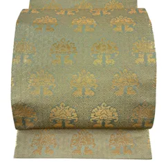 【美品】 袋帯 逸品 龍村晋 落款 動物 青海波 箔 灰緑 全通 正絹 【中古】のサムネイル