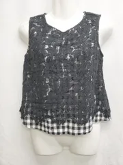 ◇ ⊂ Ray BEAMS レイ ビームス レース ギンガムチェック ノースリーブ カットソー サイズ0 ブラック マルチ レディース P  【1410160014509】のサムネイル