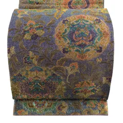 袋帯 秀品 華文 向かい鳥 金糸 箔 紫 六通 正絹 【中古】