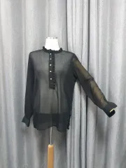 フリル シースルー ブラウス