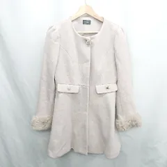 ◇ ⊇◎ evelyn エブリン ファー取り外し可能 長袖 コート サイズS ピンクベージュ系 レディース E  【1410290013021】