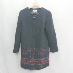 ◇ ⊇ Rew de Rew ルゥデルゥ 綿ウール混合 チェック柄 長袖 コート サイズ36 ネイビー レディース E  【1410290012659】のサムネイル