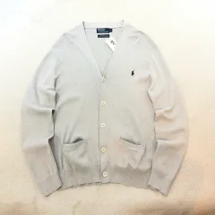 100 POLO RALPH LAUREN ピマコットン グレー カーディガン