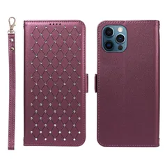 【新品】 Jcxtrombulous対応 iPhone 13 Pro Max ケース (6.7インチ) PUレザー 耐衝撃設計 内蔵カードホルダー 取り外し可能ストラップ付き スタンド機能 RFID遮断機能-ミスティ・パープル