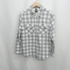 ◇ ⊇ LOGOS チェック柄 ロゴ刺繡 長袖 シャツ サイズL グレー ホワイト メンズ レディース E  【1410290026304】のサムネイル