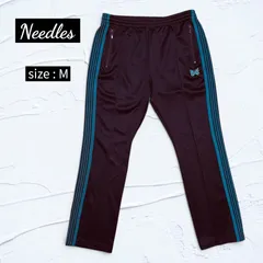 【美品/20AW】Needles トラックパンツ ナロー M ボルドー×グリーン GL217のサムネイル