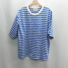◇ ⊂ EMMA CLOTHES 엠마 클로즈 국경 무늬 반소매 T 셔츠 사이즈 L 블루 화이트 여성 E [1410290042496]