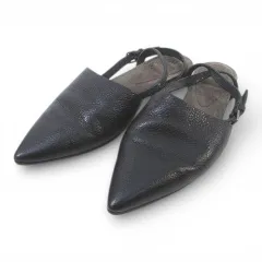 ブルネロクチネリ BRUNELLO CUCINELLI モニーレストラップサンダル フラット レザー 黒 ブラック 37 レザー イタリア製のサムネイル