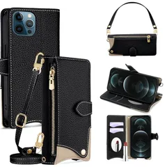 【新品】 手帳型 ケース 革 レザー for iPhone 12 Pro Max ショルダー スマホケース スマートフォンケース 対応 アイフォン
