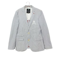 LOVELESS Tailored Jacket, Striped, Skull Logo Embroidery, Blazer, 2-Button, Unlined, Outerwear, FK-1, Gray, Size M, Men's [Used]