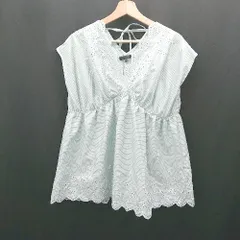 ◇ ⊂Φ Sugar spoon シュガースプーン ボーダー柄 刺繍 ノースリーブ カットソー サイズF グリーン系 レディース E  【1412090009921】のサムネイル
