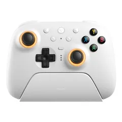 8BitDo Ultimate 2 ワイヤレス コントローラー Windows & Android 用、TMR ジョイスティック付きゲーム コントローラー、切り替え可能なホール効果/触覚トリガー、RGB ファイヤー リング、8 スピード ワイヤ [White]