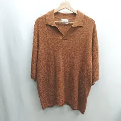 ◇ ⊂ EMMA CLOTHES エマ クローズ スキッパー 半袖 ニットカットソー サイズL ブラウン メンズ E  【1412260012553】のサムネイル