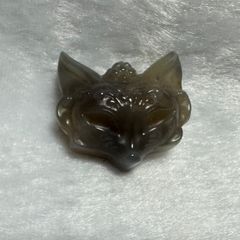 黒曜石 彫刻置物｜月と狐のスピリチュアルオブジェ ブラック 