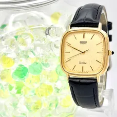 【美品/新品電池】SEIKO セイコー Dolce ドルチェ メンズ 腕時計 ゴールド スクエア 6030-5420 2D0017 新品ベルト