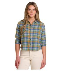 Toad & Co Women's Tops Shirt ToadCo ReForm Flannel Boxy Long Sleeve Shirt Kyanite Tonal M
