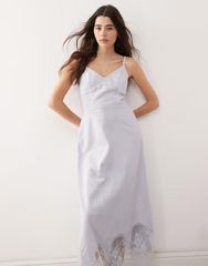 LACE DOCKING TENCEL DENIM FLARE DRESS - メルカリ