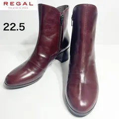 【極美品】REGAL リーガル サイドゴア ジップ付き 本革 ショートブーツ ボルドー F80K 22.5cm