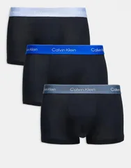 カルバンクライン メンズ アンダーウェア トランクス ローライズ コットン Calvin Klein Icon Cotton Stretch 3 pack low rise briefs with bluegray waistbands Multi マルチカラ