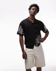 トップマン メンズ トップス ポロシャツ オーバーサイズフィット シャツ ジャージー Topman premium oversized fit button up jersey shirt withのサムネイル