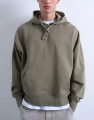 トップマン メンズ アウター パーカー・スウェット オーバーサイズフィット パーカー Topman heavyweight oversized fit hoodie Khaki カーキのサムネイル