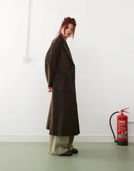 モンキ レディース アウター コート Monki belted double breasted coat melange Brown ブラウンのサムネイル