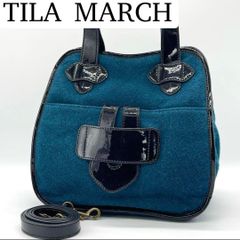 TILA MARCH ハンドバッグ ネイビー エナメル キャンバス地 RG248 