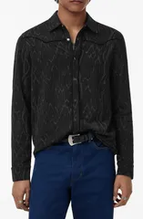 ジョンバルベイトス メンズ トップス シャツ John Varvatos Miner Jacquard SnapUp Western Shirt Black ブラック