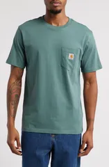 カーハート メンズ トップス Tシャツ ロゴ Carhartt Work In Progress Logo PocketShirt Silver Pine シルバー