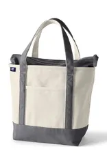 ランズエンド レディース バッグ Lands End Zip Top Canvas Tote Bag NaturalSilver Graphite グラファイトのサムネイル