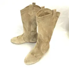 Made in Italy★スエード本革/オールレザー/ウエスタン/ペコスブーツ【36/22.5〜23.0程度/ベージュ/beige】FABIO RUSCONI?◆WB80-7のサムネイル