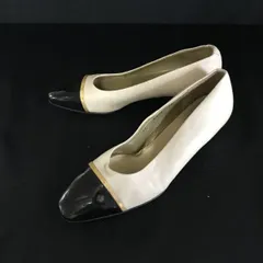 YVES SAINT LAURENT★レザーパンプス【36/22.5-23.0/アイボリー×黒/ivory×black】/イブサンローラン/pumps/Shoes/trainers◆Q-536