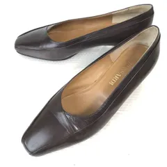 日本製★トラサルディ/TRUSSARDI★高級素材/レザー/ローヒールパンプス【23.5/暗茶/BROWN】Shoes/pumps◆Q-374のサムネイル
