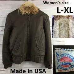 USA製/Vintage★ILGWU unionmade★インナーボア/ミリタリージャケット【レディースL-XL/暗茶】フルジップ/防寒着/アウター/jumper◆TP04-03のサムネイル